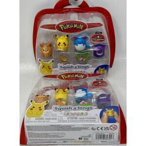 New Pokemon Squishmallows Squishalongs 2 Packs Mini-Squish Pikachu Eevee Gengar